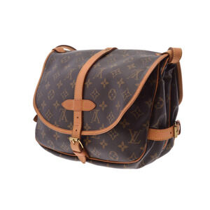 Louis Vuitton Brown Shoulder Leather Monogram Bag Saumur